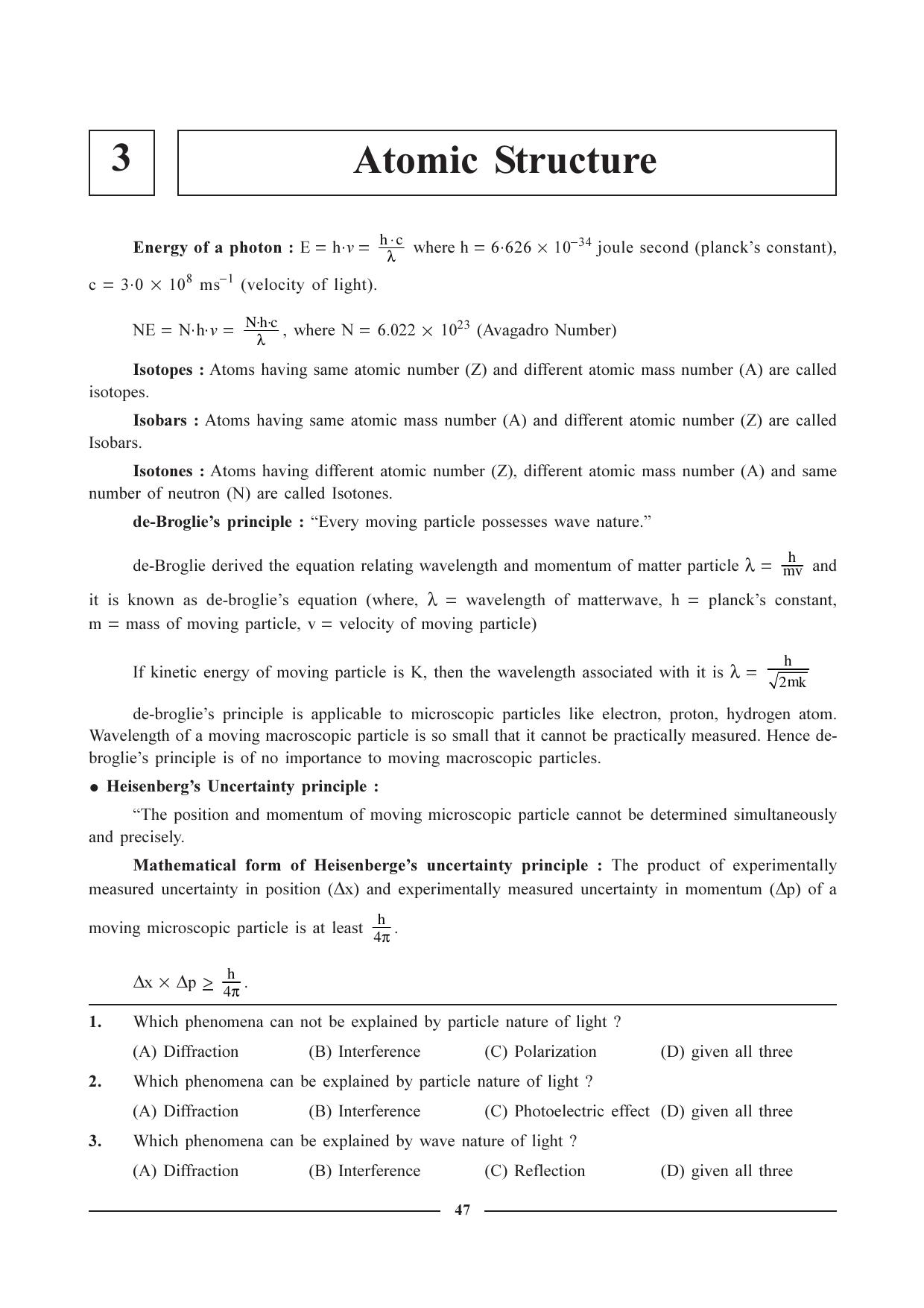 GSEB HSC Chemistry Question Paper (English Medium)- Chapter 3 - Page 1