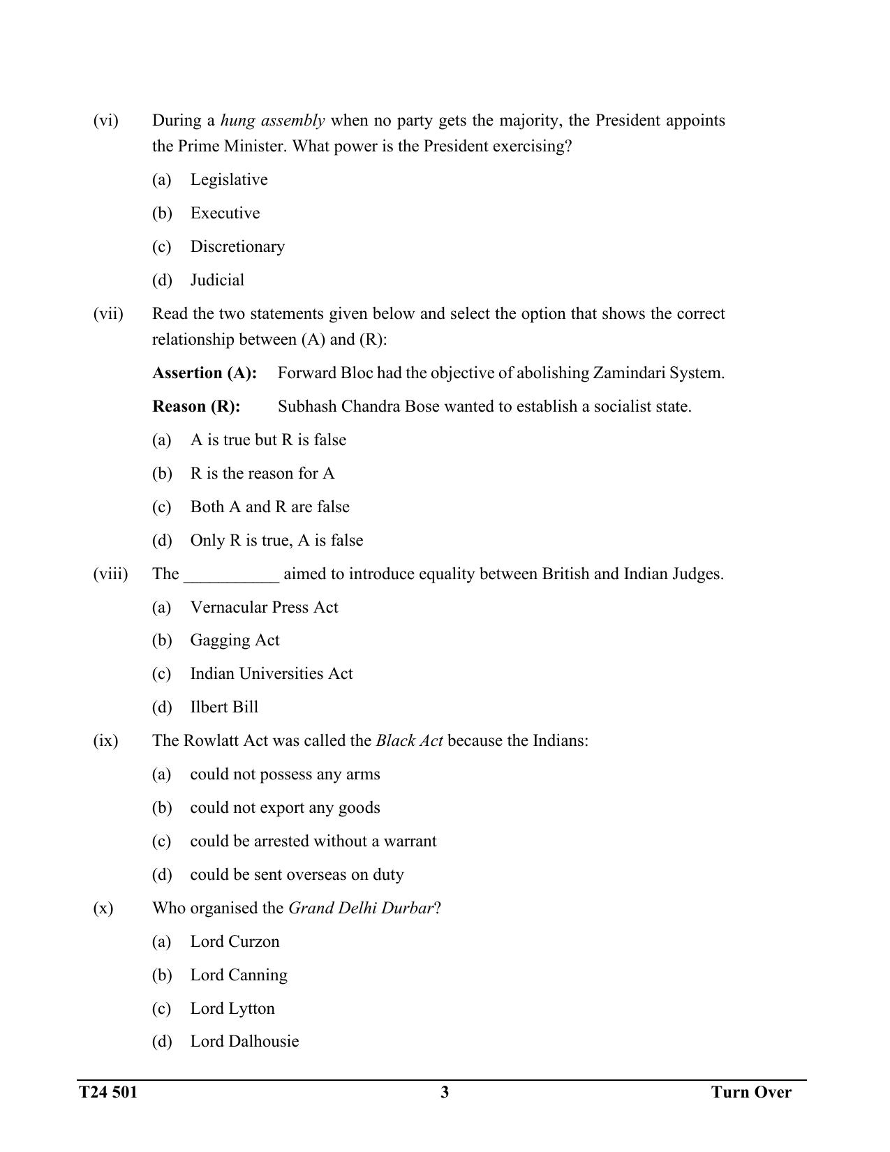 ICSE Class 10 History & Civics (H.C.G. Paper - 1) 2024 Question Paper - Page 3
