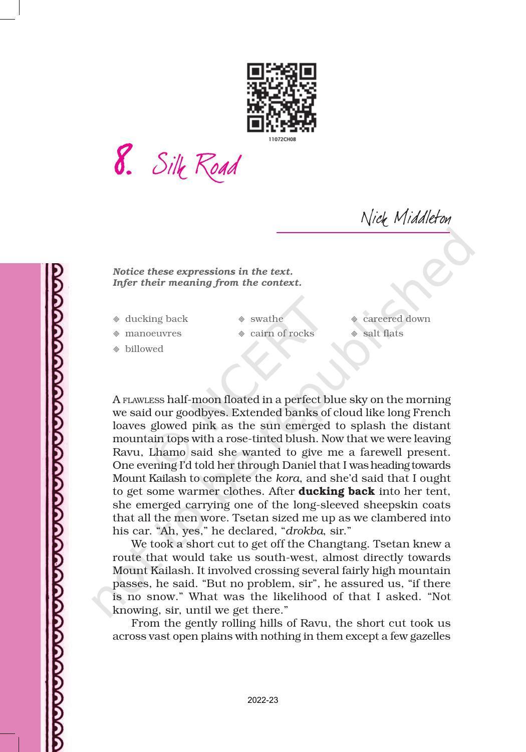 NCERT Book for Class 11 English Hornbill Chapter 8 Silk Road - Page 1