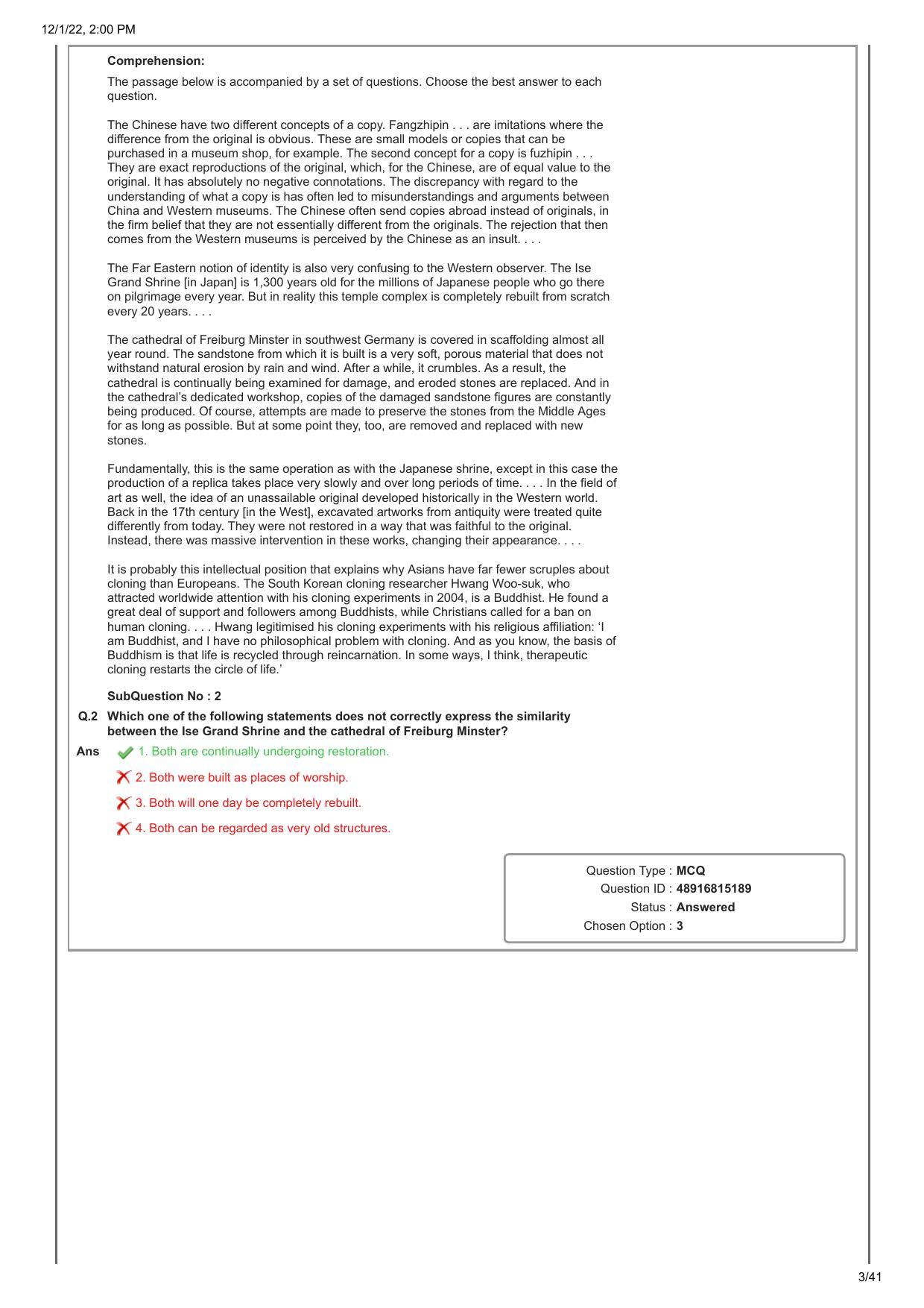 CAT 2022 CAT Slot 1 Question Paper - Page 3