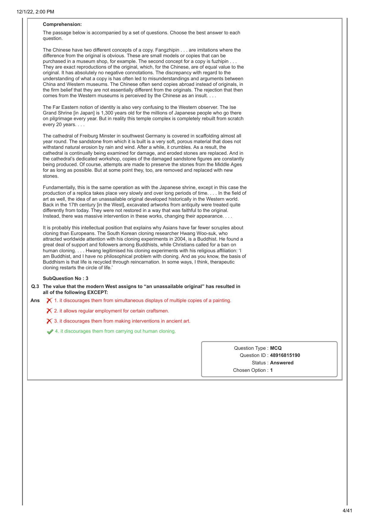 CAT 2022 CAT Slot 1 Question Paper - Page 4
