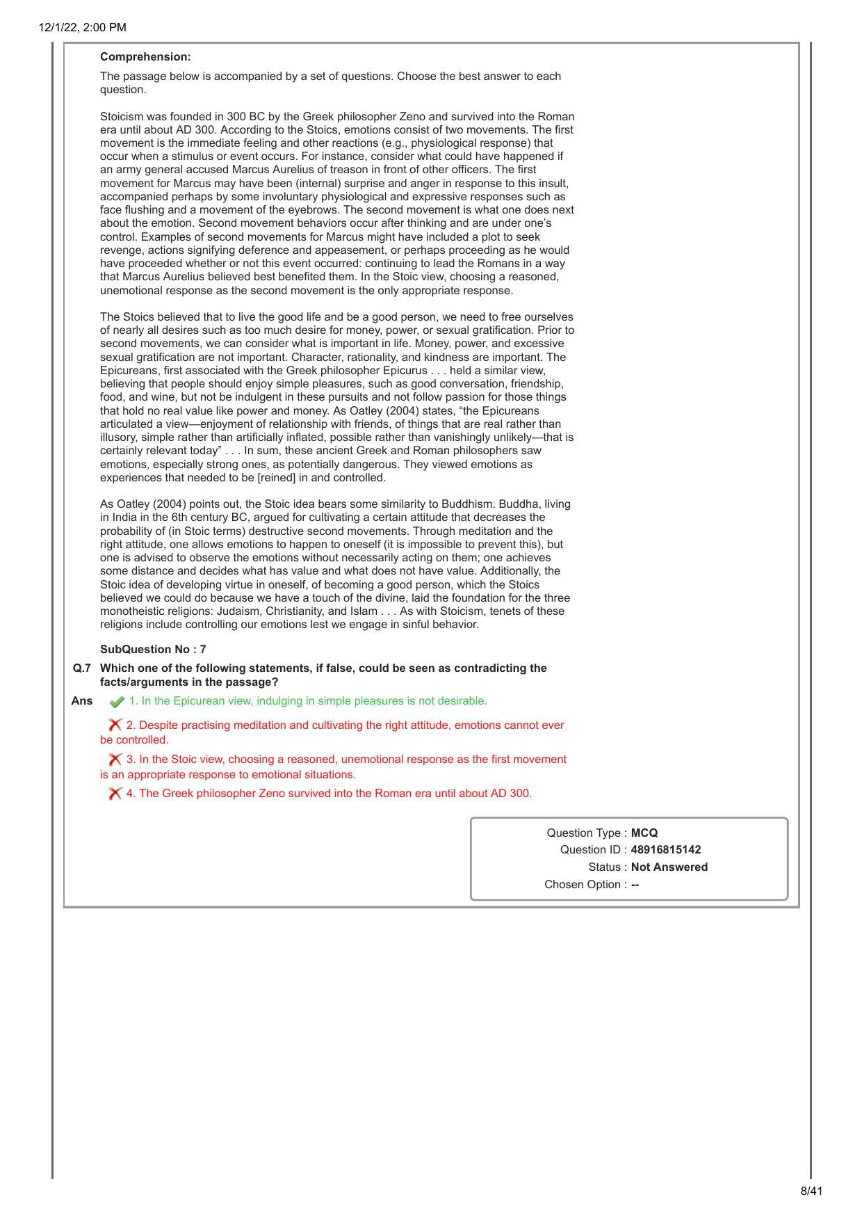 CAT 2022 CAT Slot 1 Question Paper - Page 8