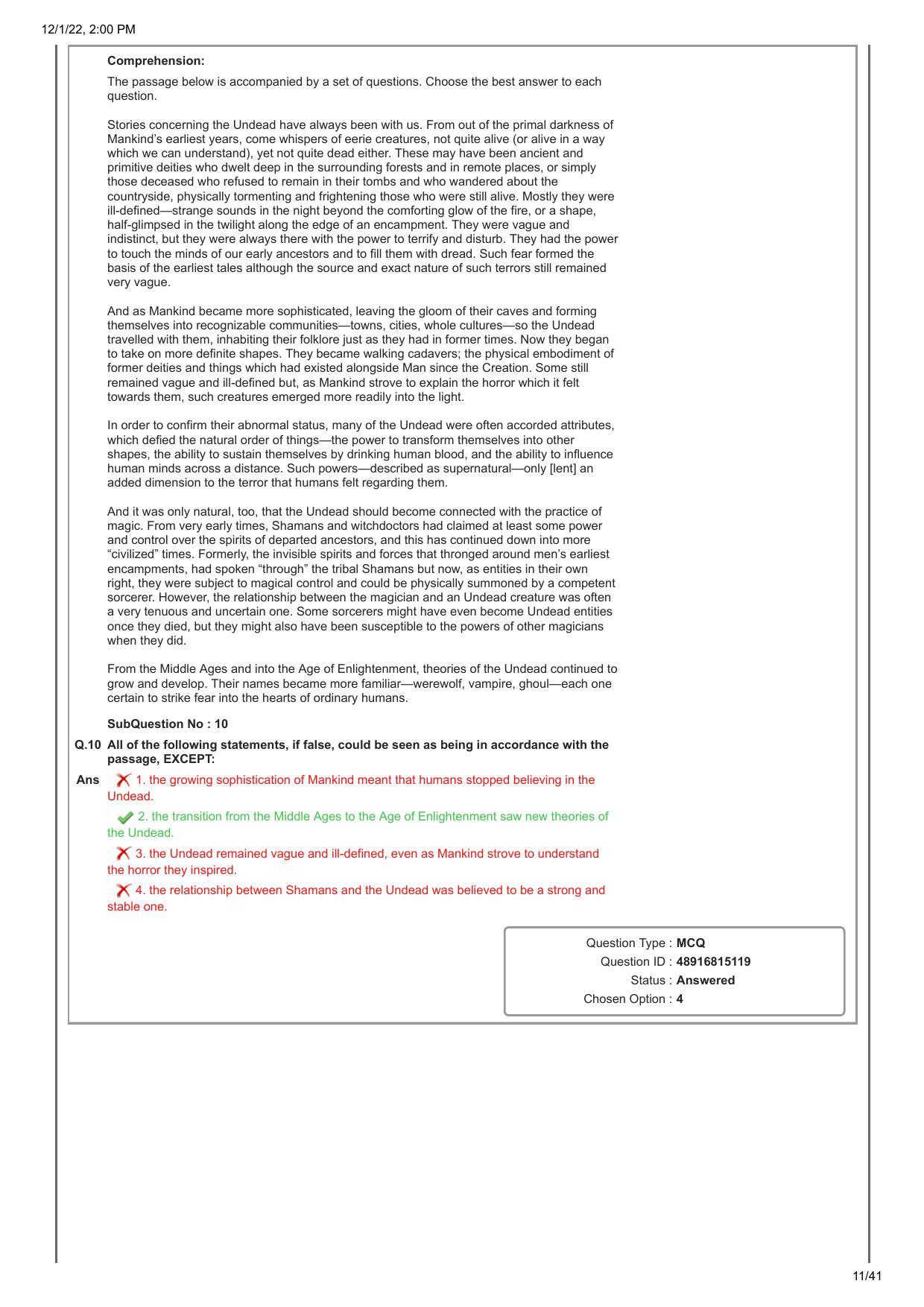 CAT 2022 CAT Slot 1 Question Paper - Page 11