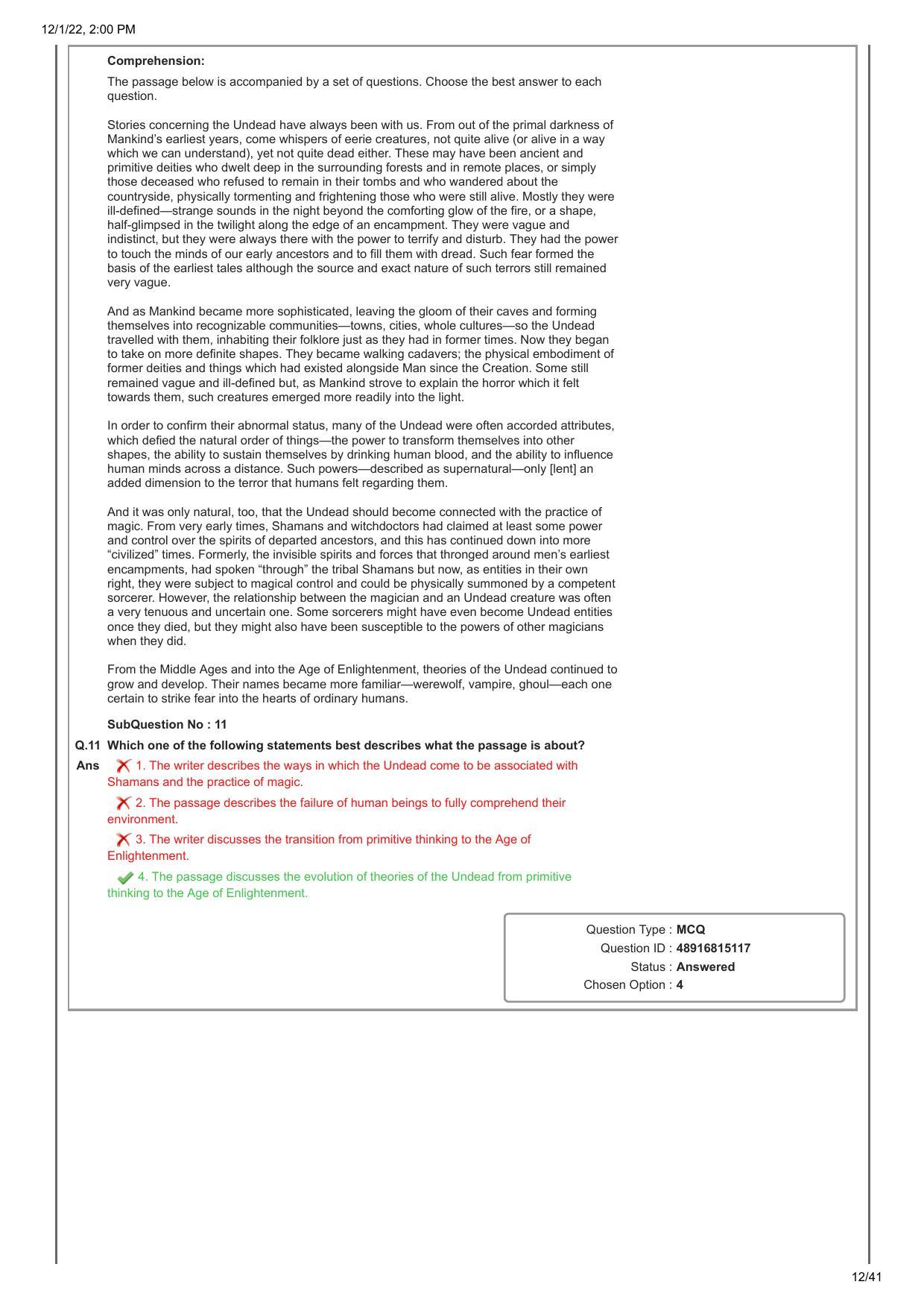 CAT 2022 CAT Slot 1 Question Paper - Page 12