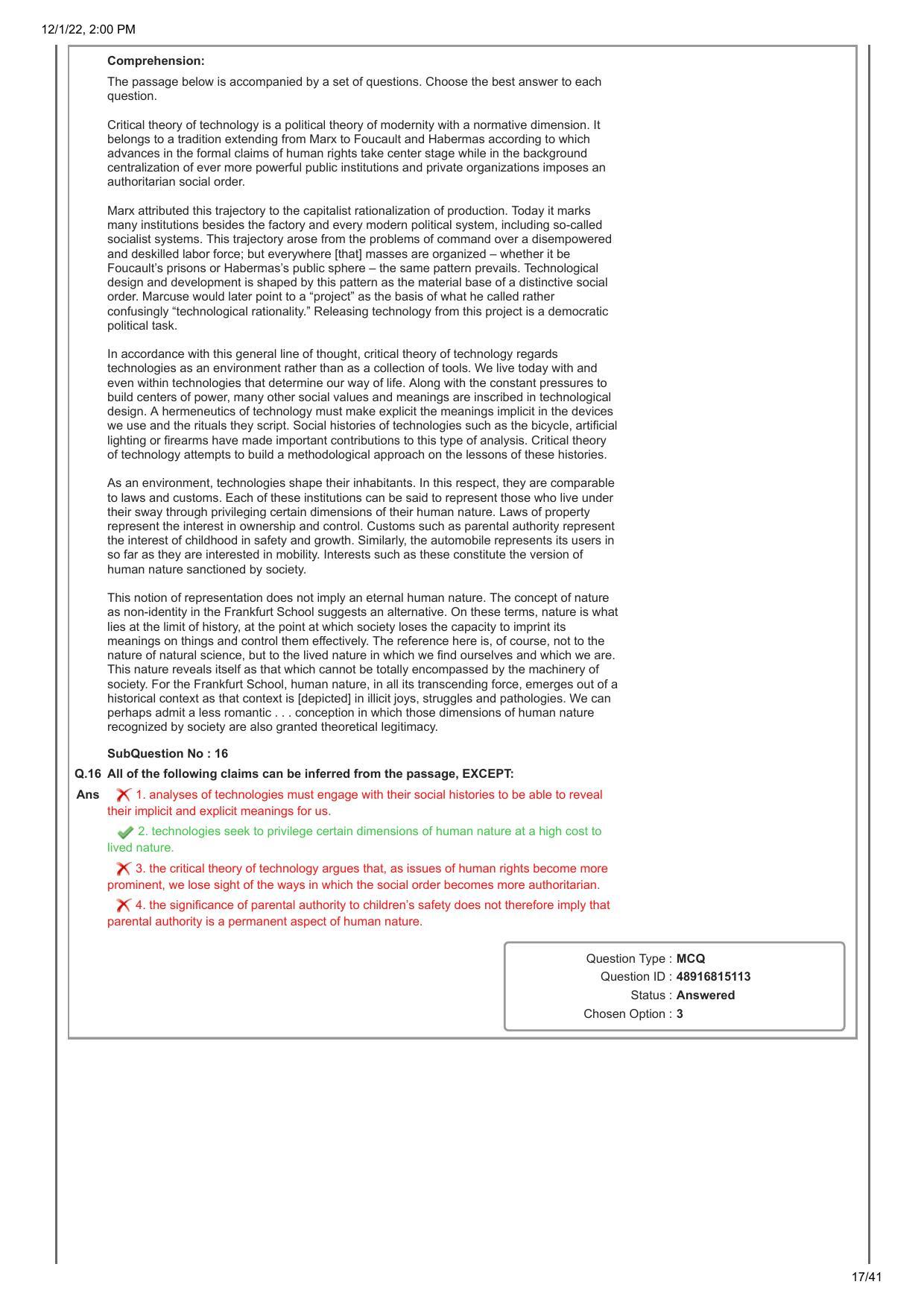 CAT 2022 CAT Slot 1 Question Paper - Page 17