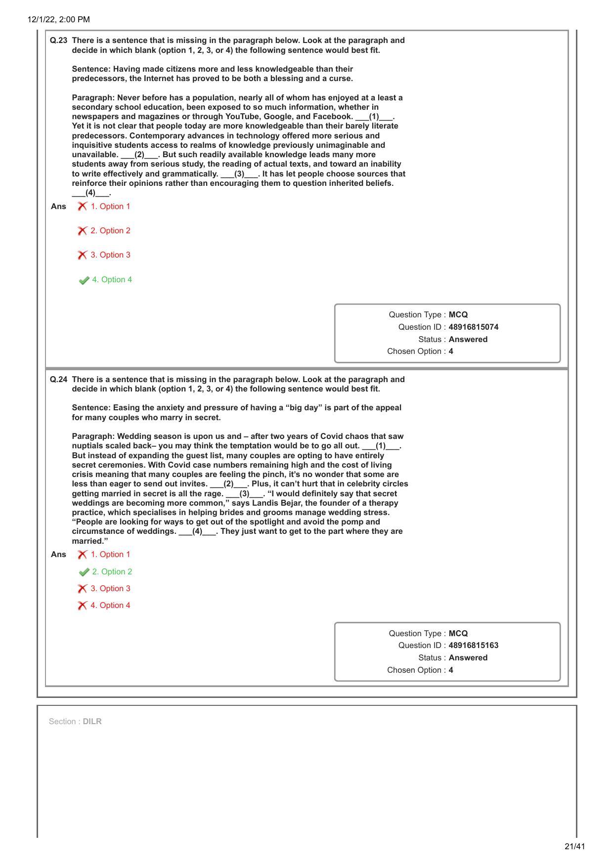CAT 2022 CAT Slot 1 Question Paper - Page 21