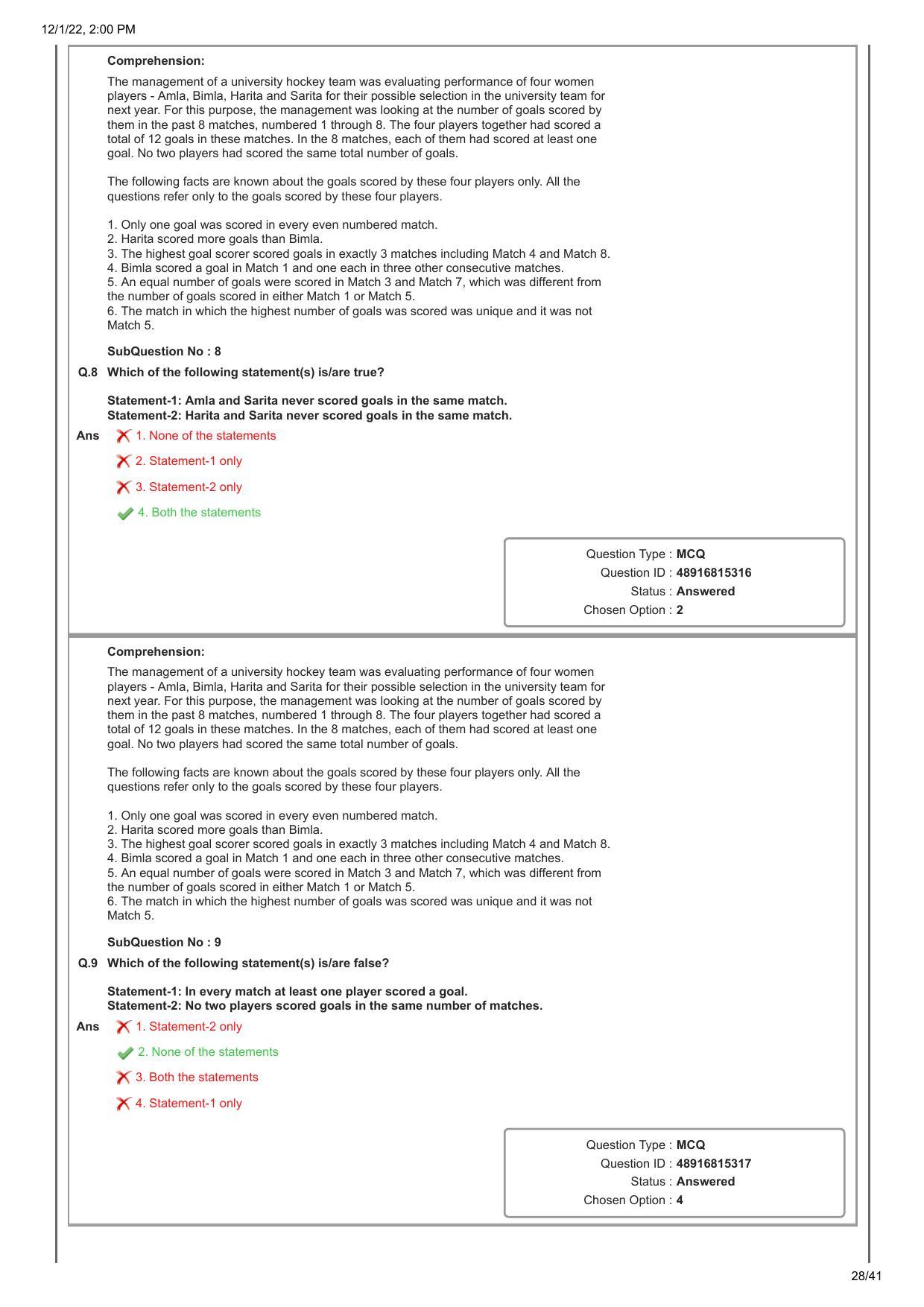 CAT 2022 CAT Slot 1 Question Paper - Page 28