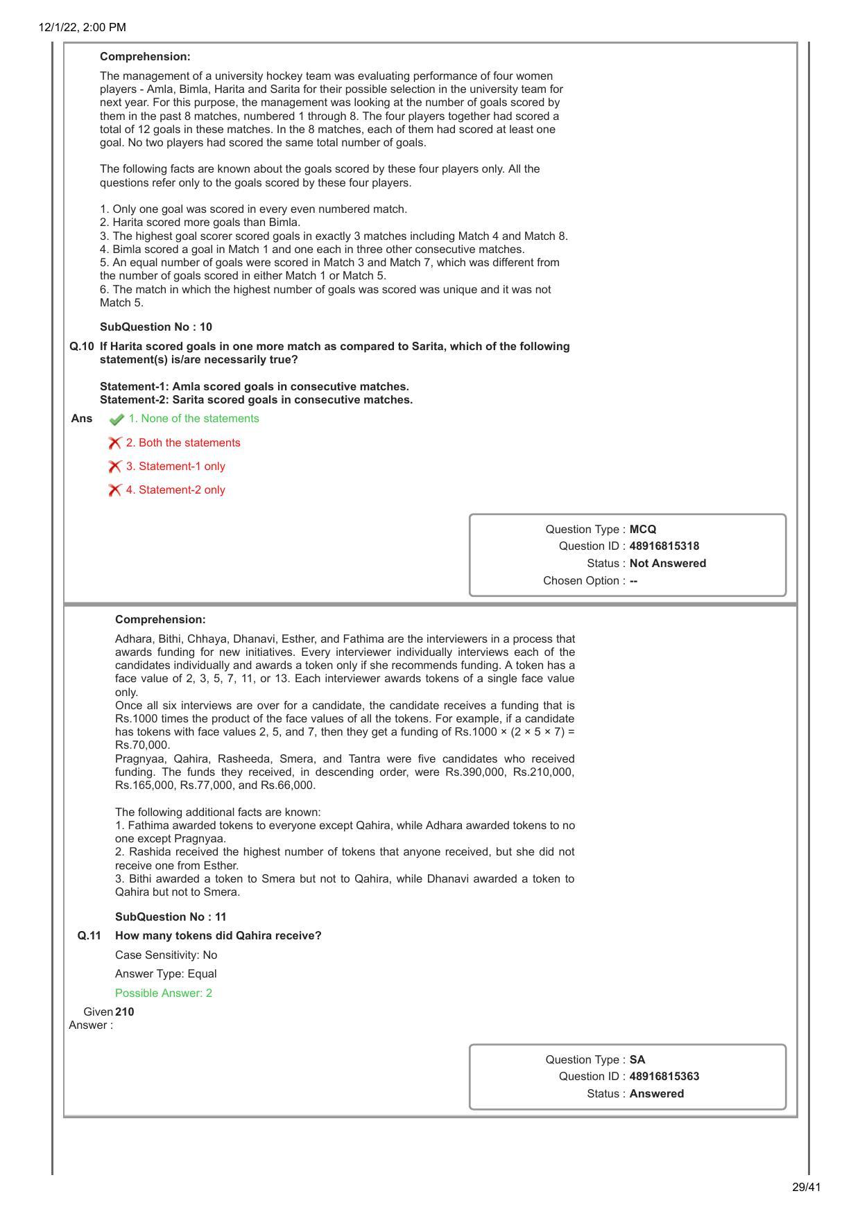 CAT 2022 CAT Slot 1 Question Paper - Page 29