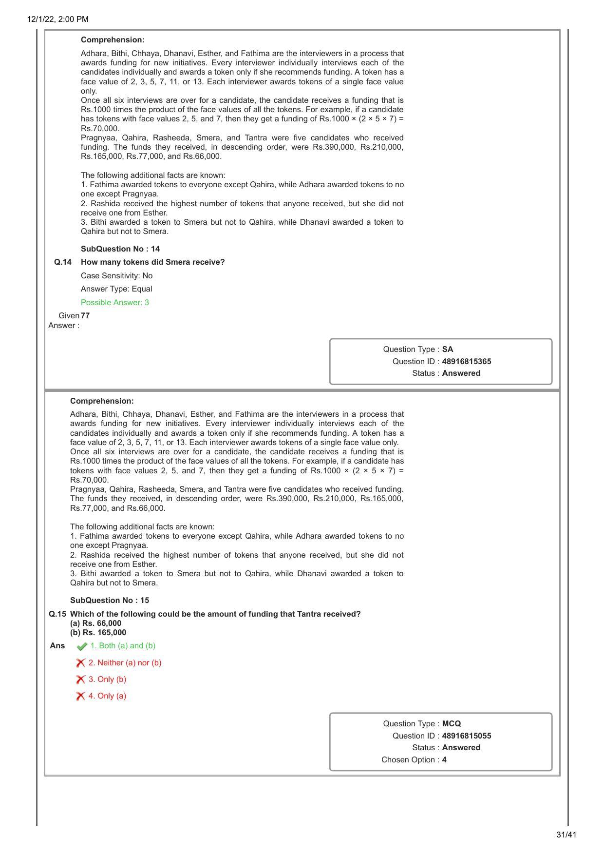 CAT 2022 CAT Slot 1 Question Paper - Page 31