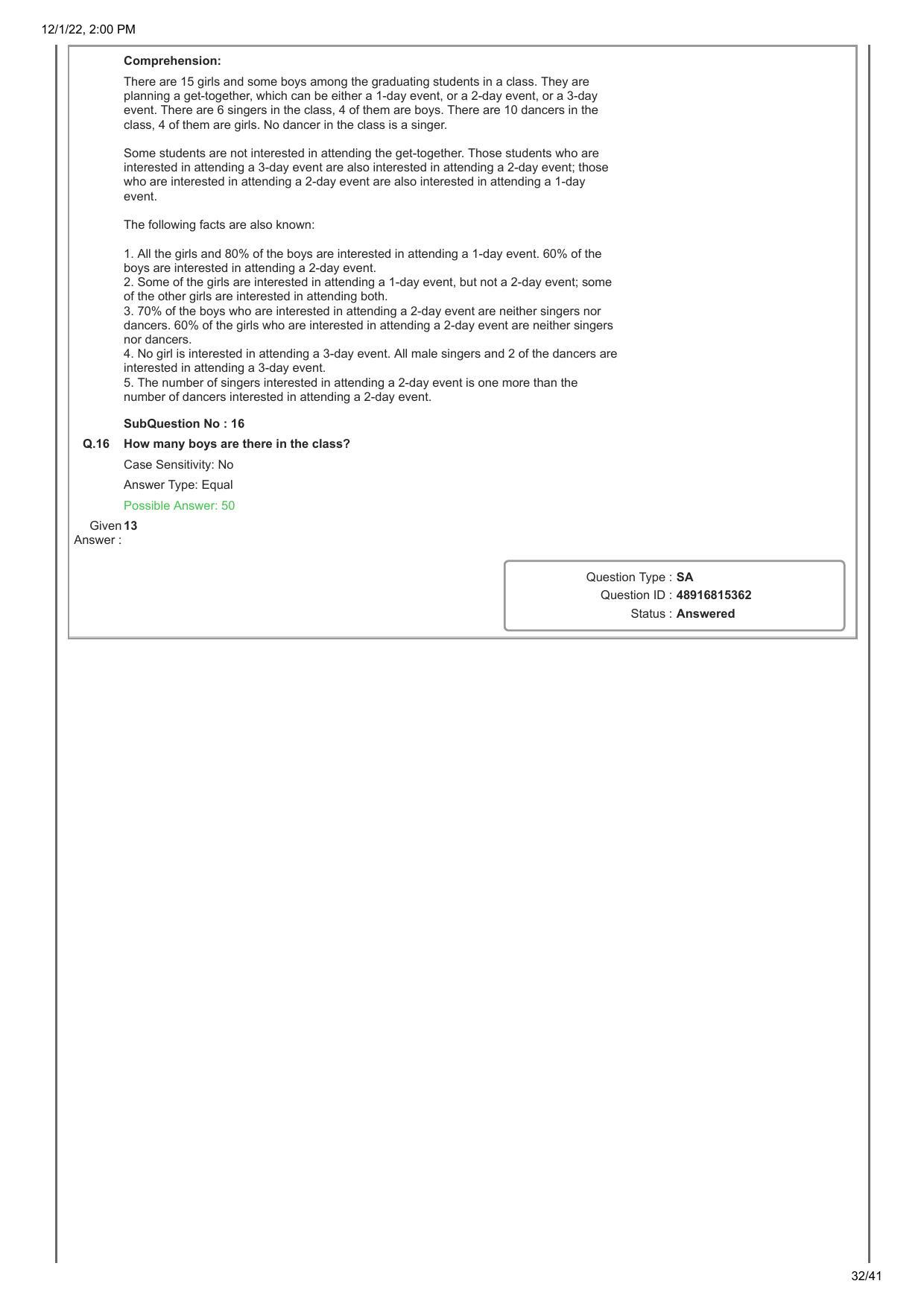 CAT 2022 CAT Slot 1 Question Paper - Page 32