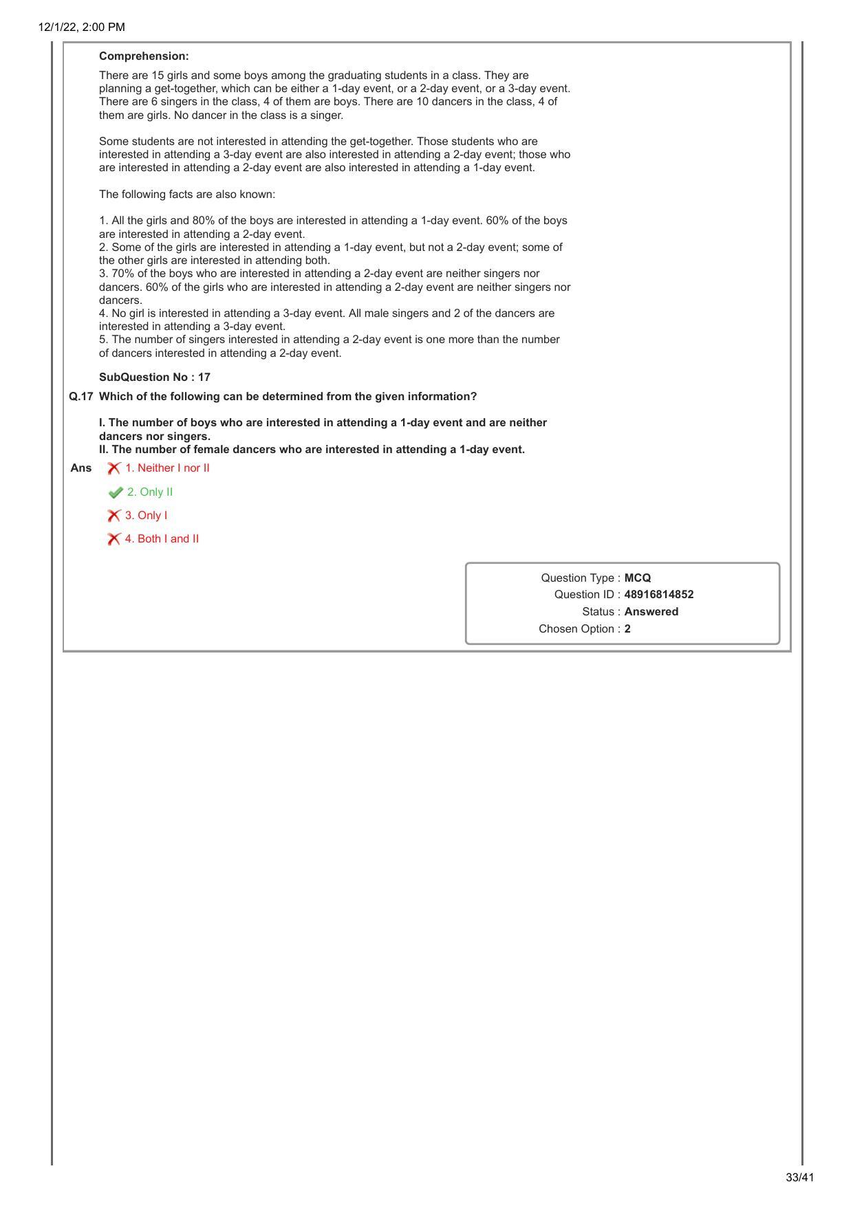 CAT 2022 CAT Slot 1 Question Paper - Page 33