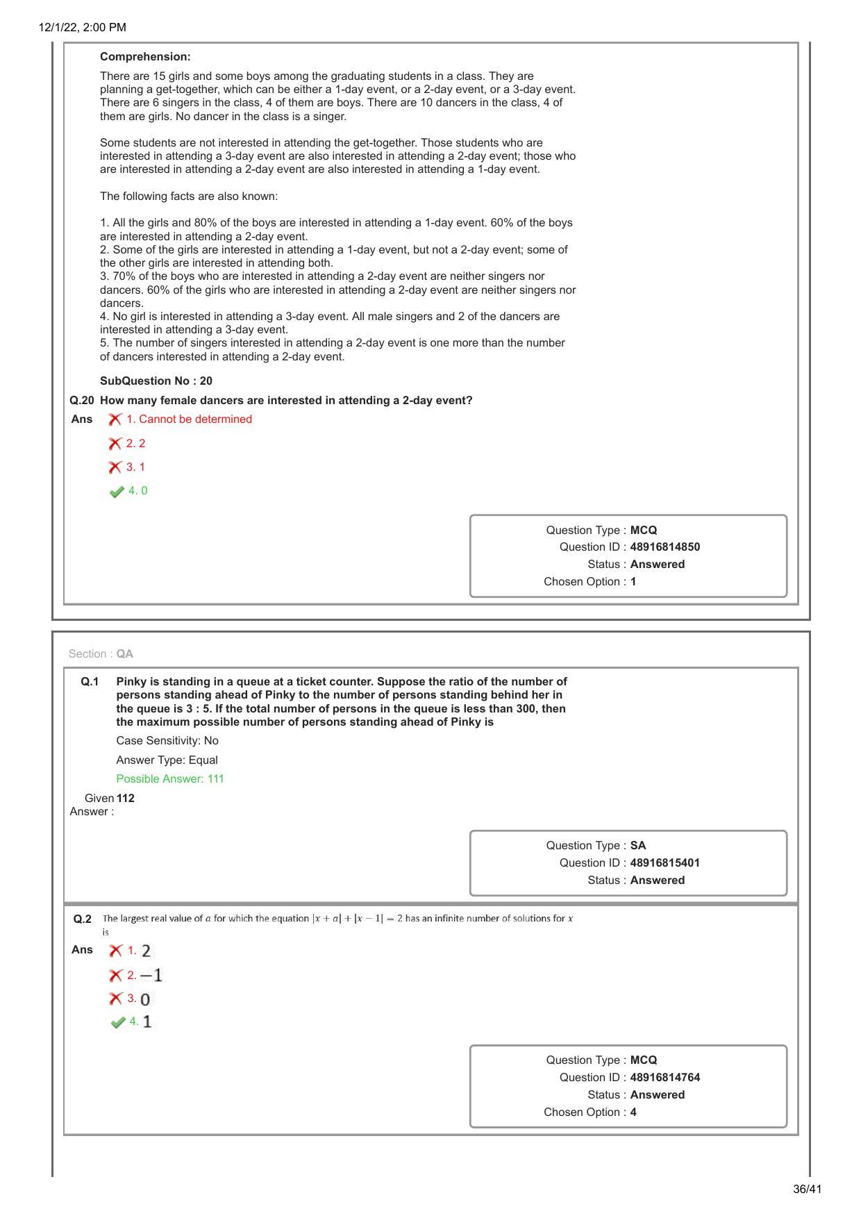 CAT 2022 CAT Slot 1 Question Paper - Page 36