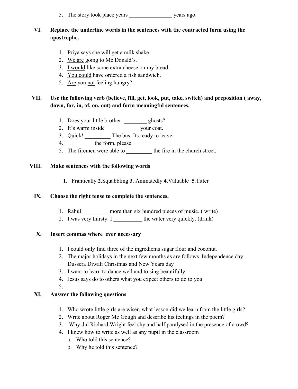 CBSE Worksheets for Class 6 English Assignment 14 - Page 2
