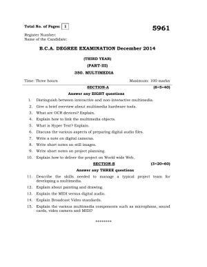 Annamalai University Multimedia B.C.A. (OUS) December 2014 Question Papers
