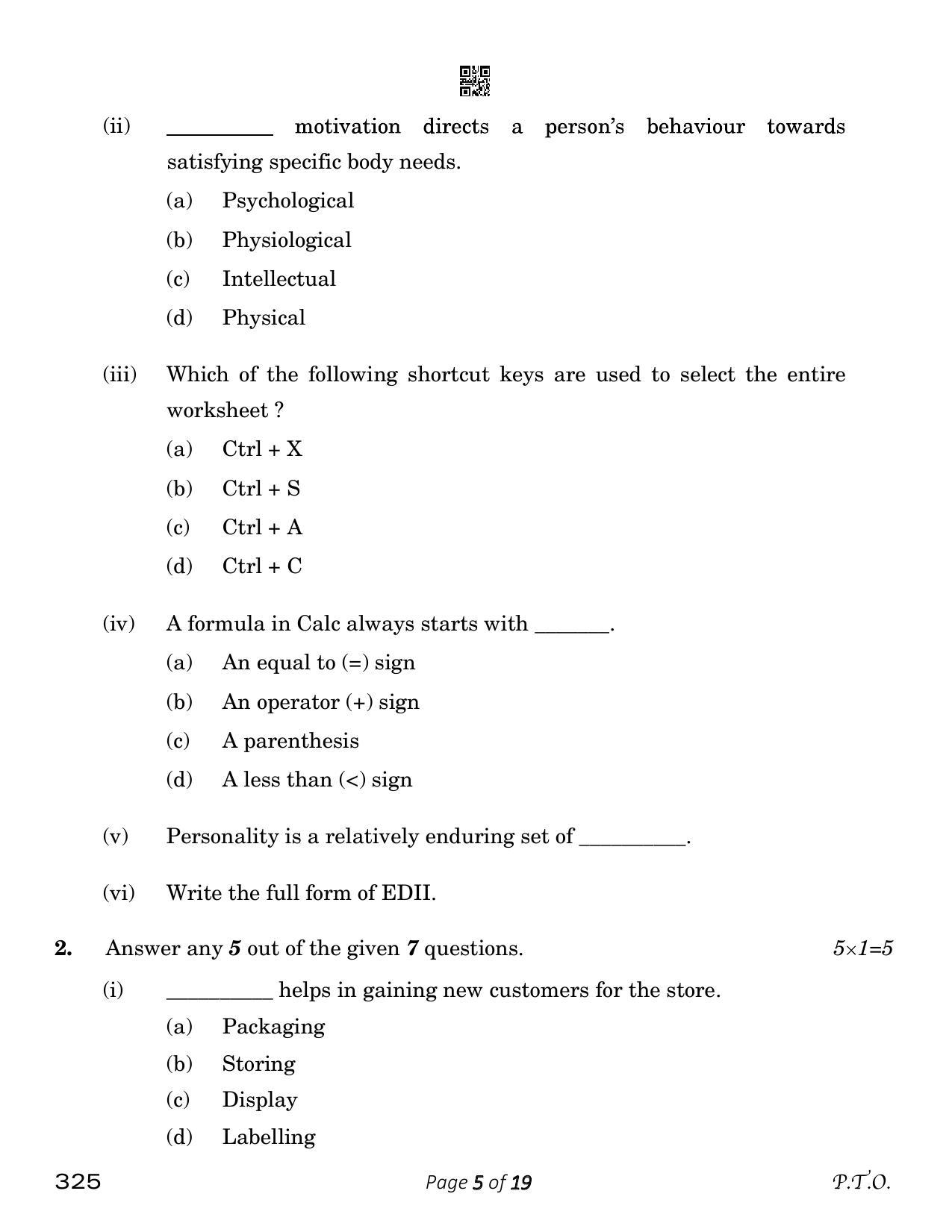 CBSE Class 12 Retail (Compartment) 2023 Question Paper - Page 5