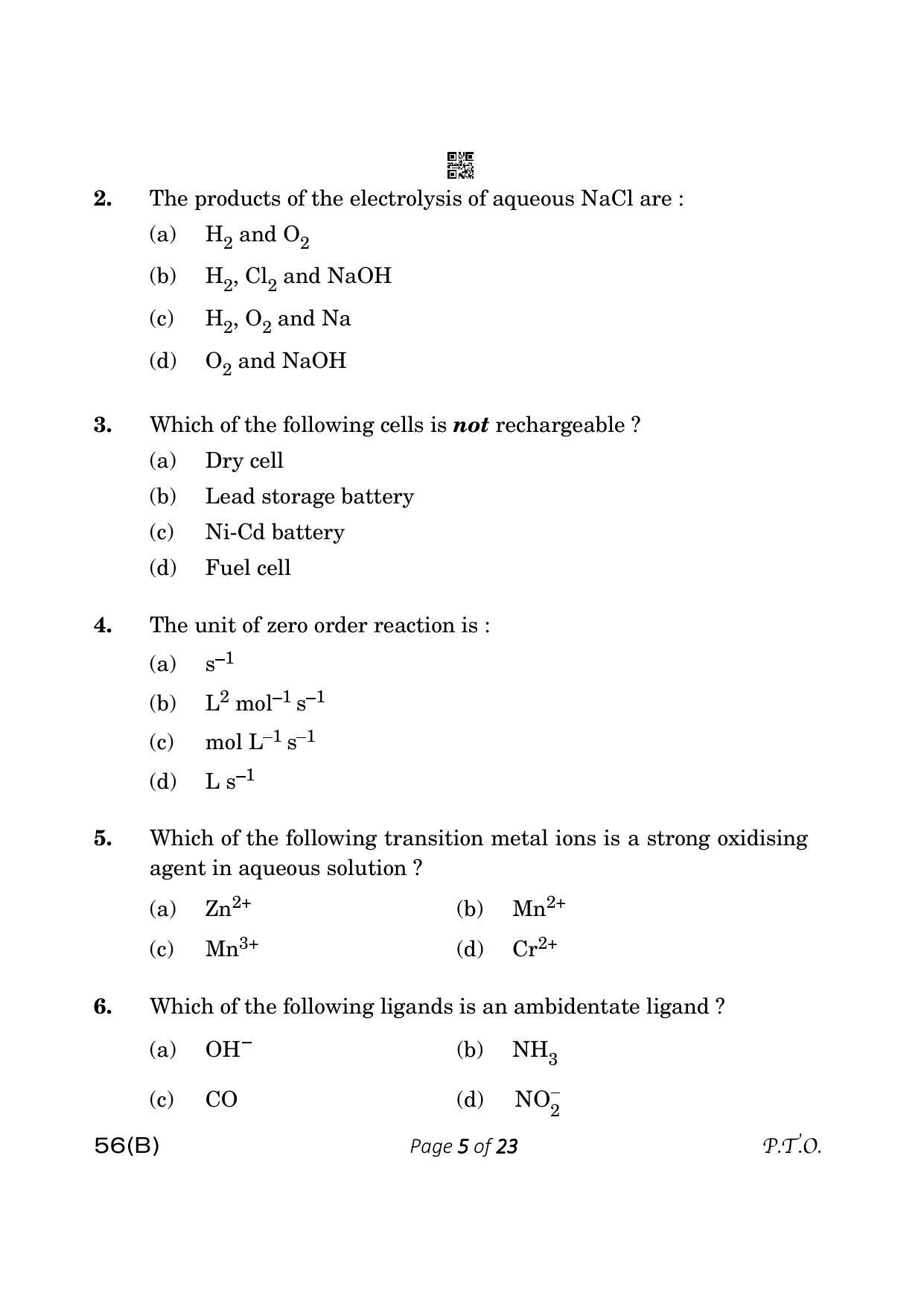 CBSE Class 12 56-B Chemistry 2023 (Compartment) Question Paper - Page 5