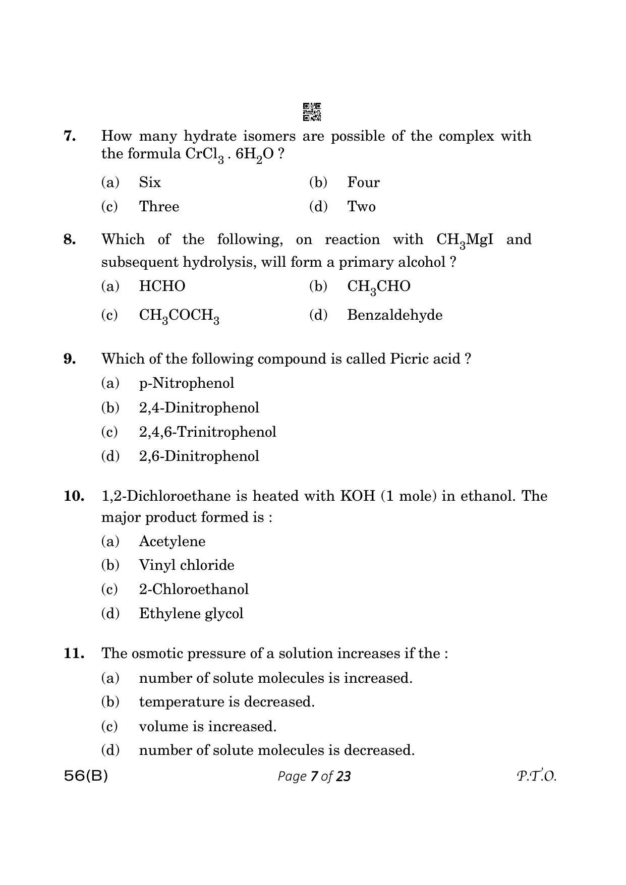 CBSE Class 12 56-B Chemistry 2023 (Compartment) Question Paper - Page 7