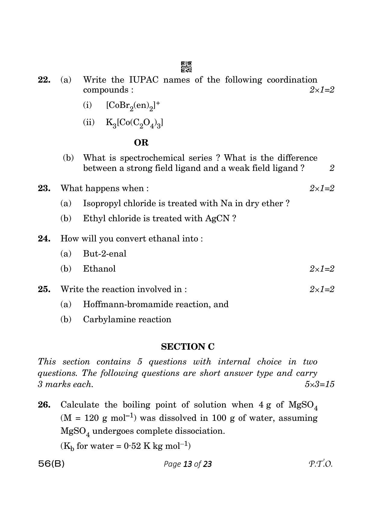 CBSE Class 12 56-B Chemistry 2023 (Compartment) Question Paper - Page 13
