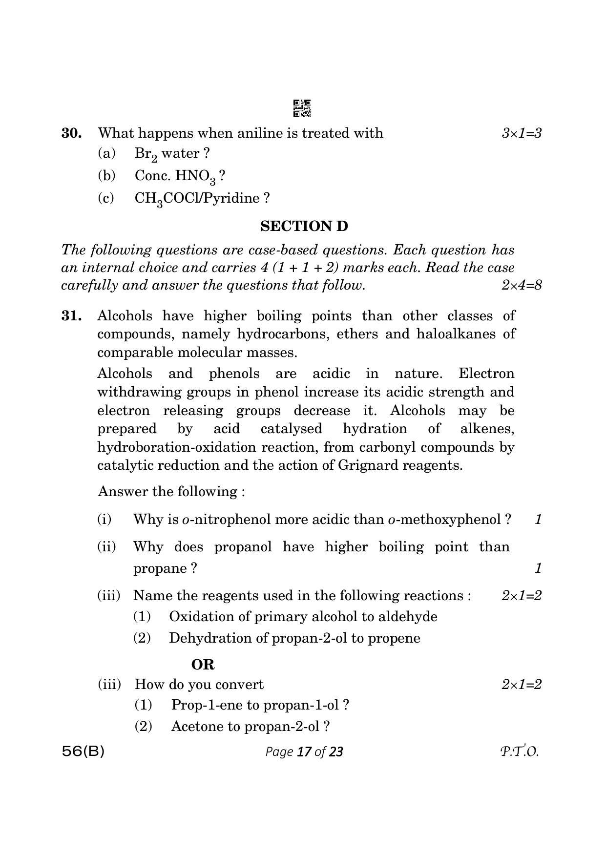 CBSE Class 12 56-B Chemistry 2023 (Compartment) Question Paper - Page 17