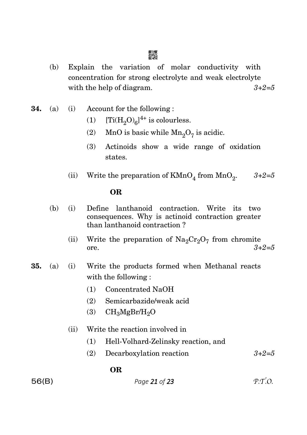CBSE Class 12 56-B Chemistry 2023 (Compartment) Question Paper - Page 21