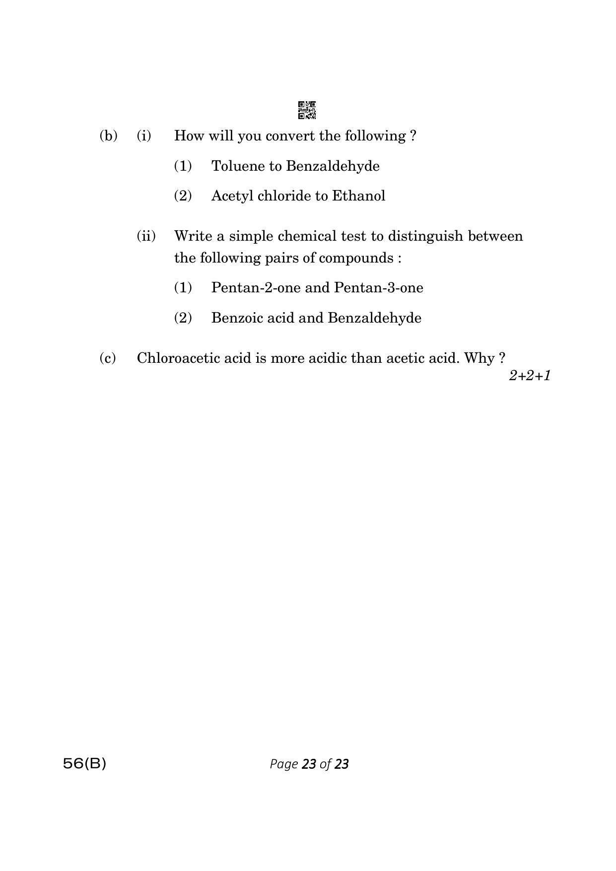 CBSE Class 12 56-B Chemistry 2023 (Compartment) Question Paper - Page 23