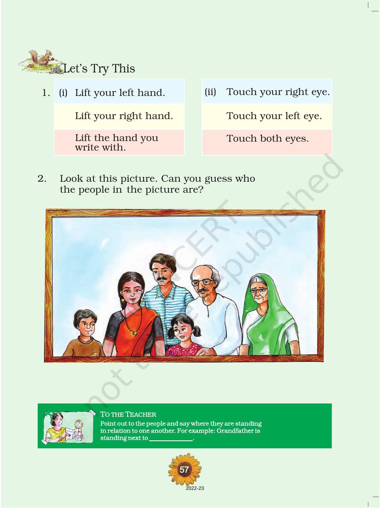 NCERT Book for Class 1 English (Raindrop):Unit 15-Left And Right - Page 2