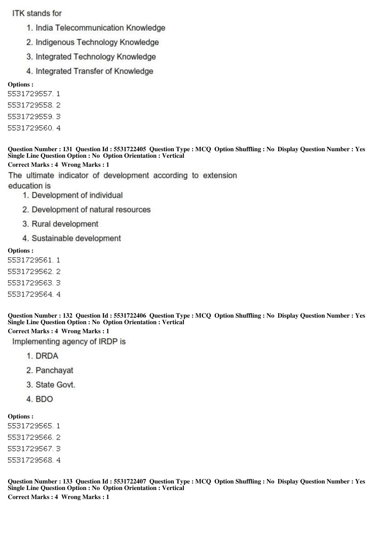 ICAR AIEEA PG 2019 HOME SCIENCE Question Paper - Page 45
