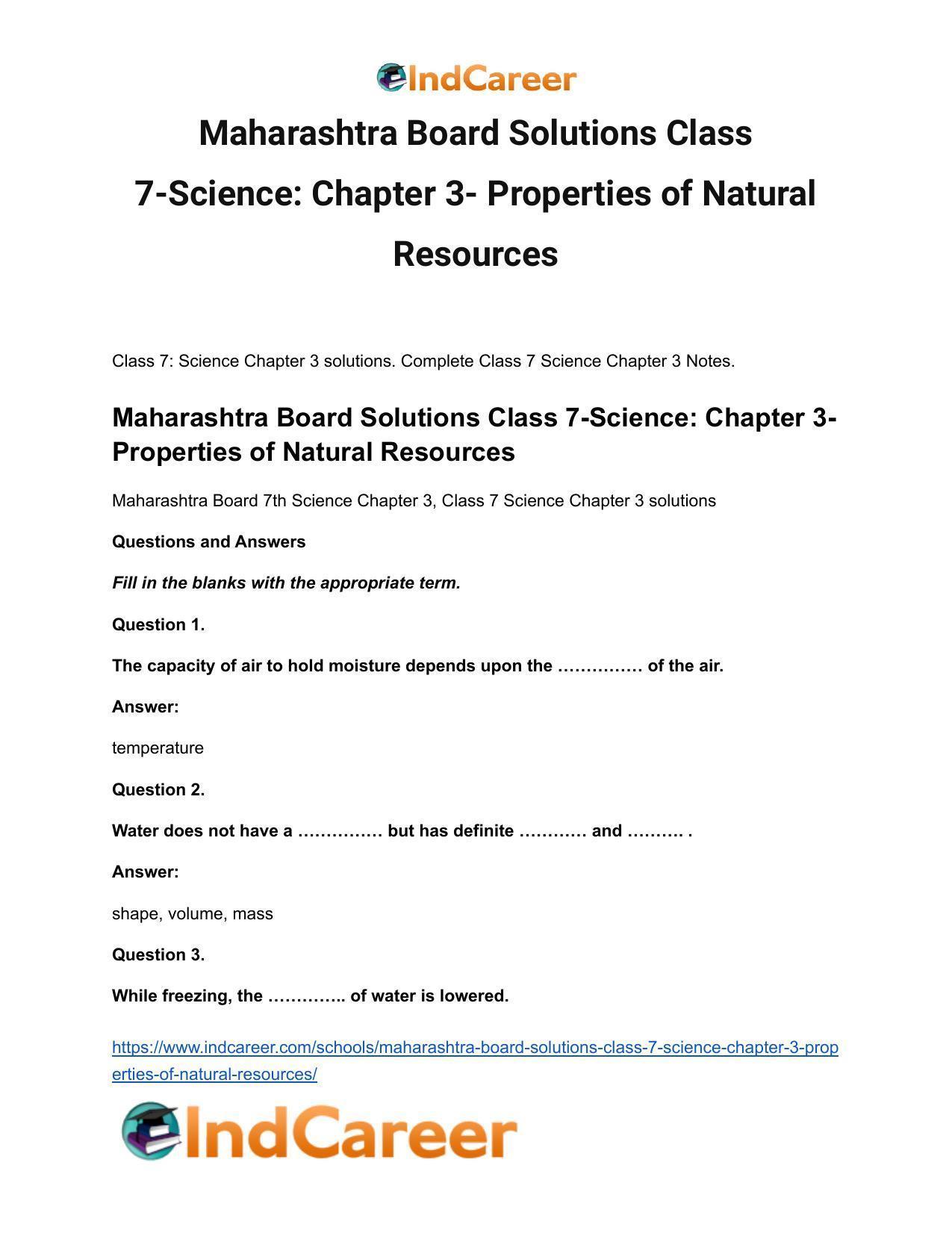 Maharashtra Board Solutions Class 7-Science: Chapter 3- Properties of Natural Resources - Page 2