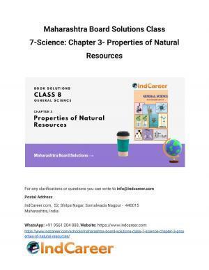 Maharashtra Board Solutions Class 7-Science: Chapter 3- Properties of Natural Resources