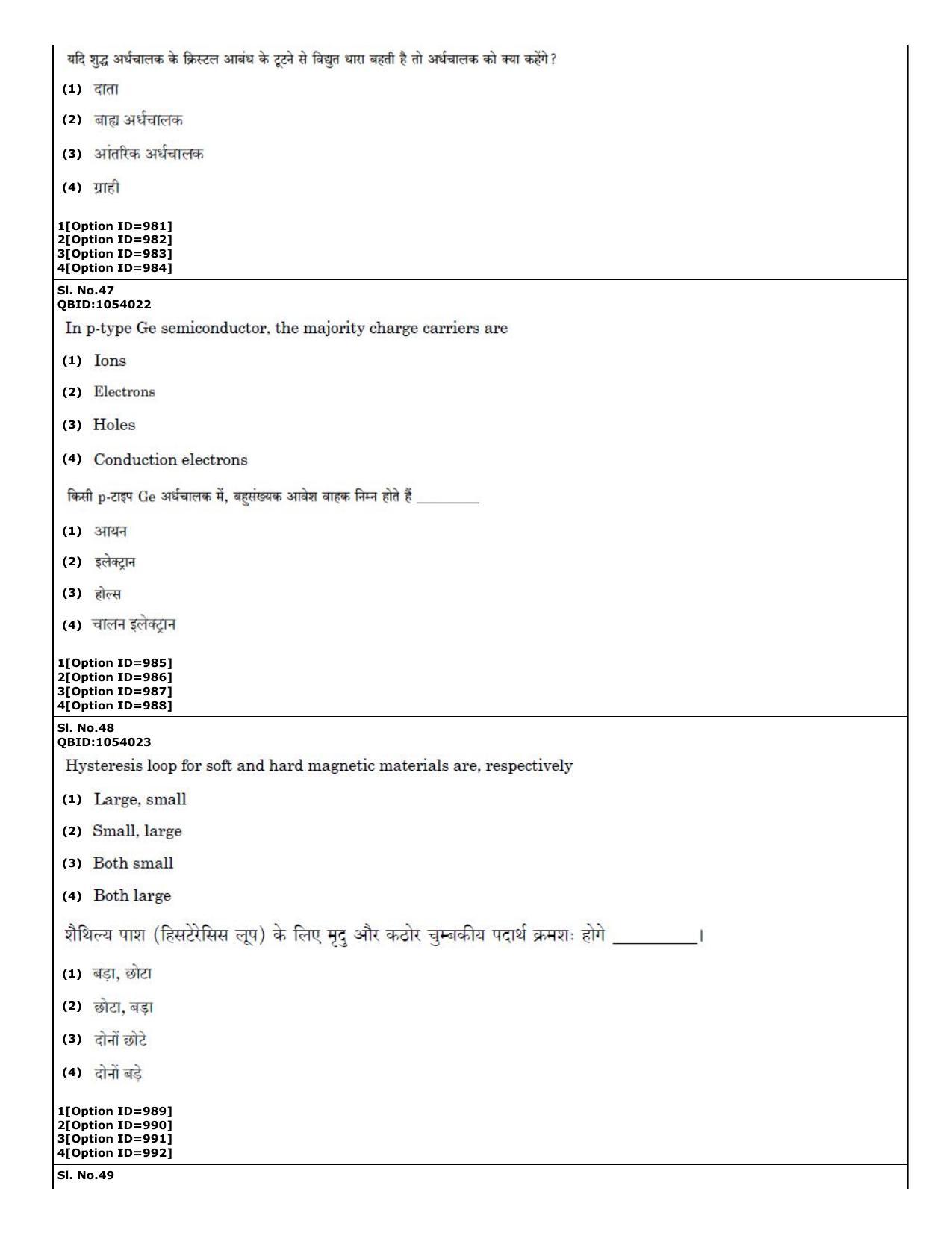 CUET (PG) 2022: PGQP50 B. Nanoscience II – M.Sc (01-09-2022) Question Paper - Page 23