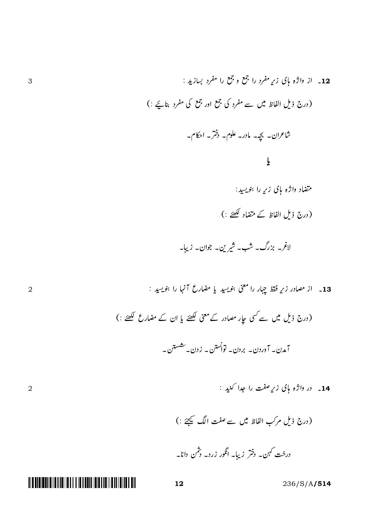 NIOS April 2022 Class 10 Persian Question Paper - Page 12
