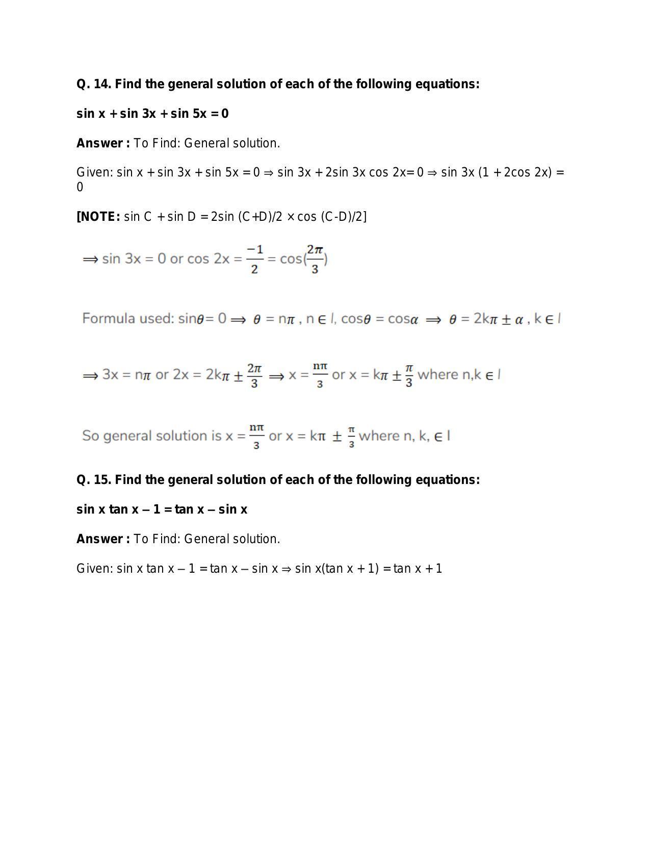 Chapter 17: Trigonometric Equations: RS Aggarwal Class 11 Solutions - Page 39