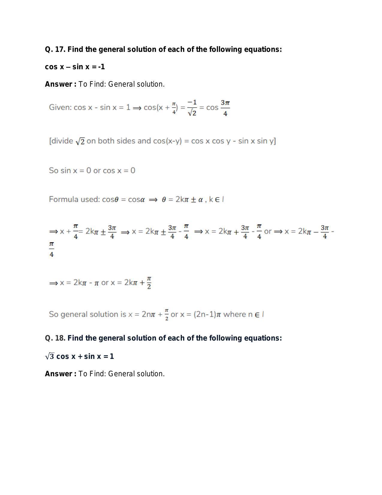 Chapter 17: Trigonometric Equations: RS Aggarwal Class 11 Solutions - Page 41