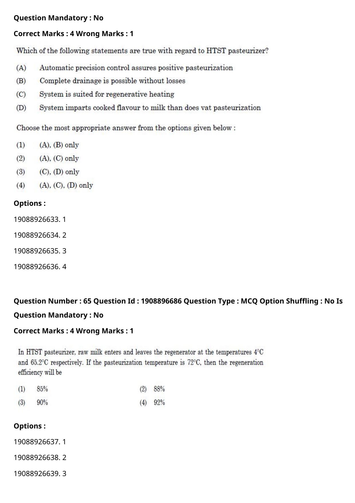 ICAR AIEEA PG 2021 DAIRY TECHNOLOGY Question Paper - Page 42