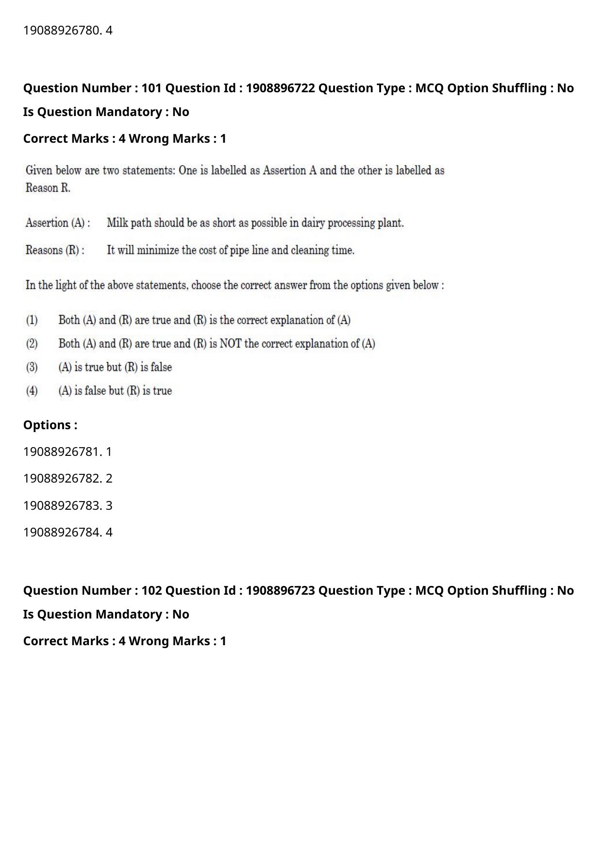 ICAR AIEEA PG 2021 DAIRY TECHNOLOGY Question Paper - Page 63