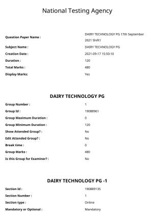 ICAR AIEEA PG 2021 DAIRY TECHNOLOGY Question Paper