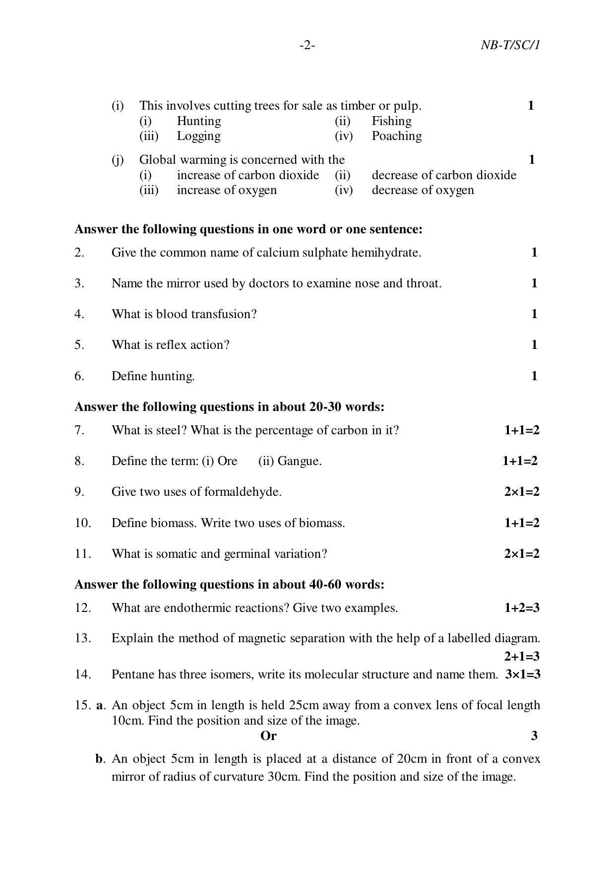 Nagaland Board Class 10 SCIENCE (OC) 2020 Question Paper - Page 2