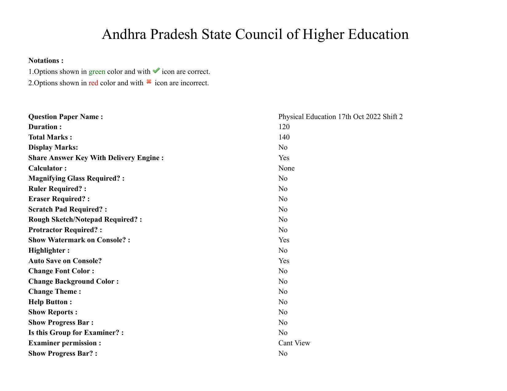 AP RCET 2022: Physical Education - 17/10/2022 (Monday) Session-I Question Paper With keys - Page 1