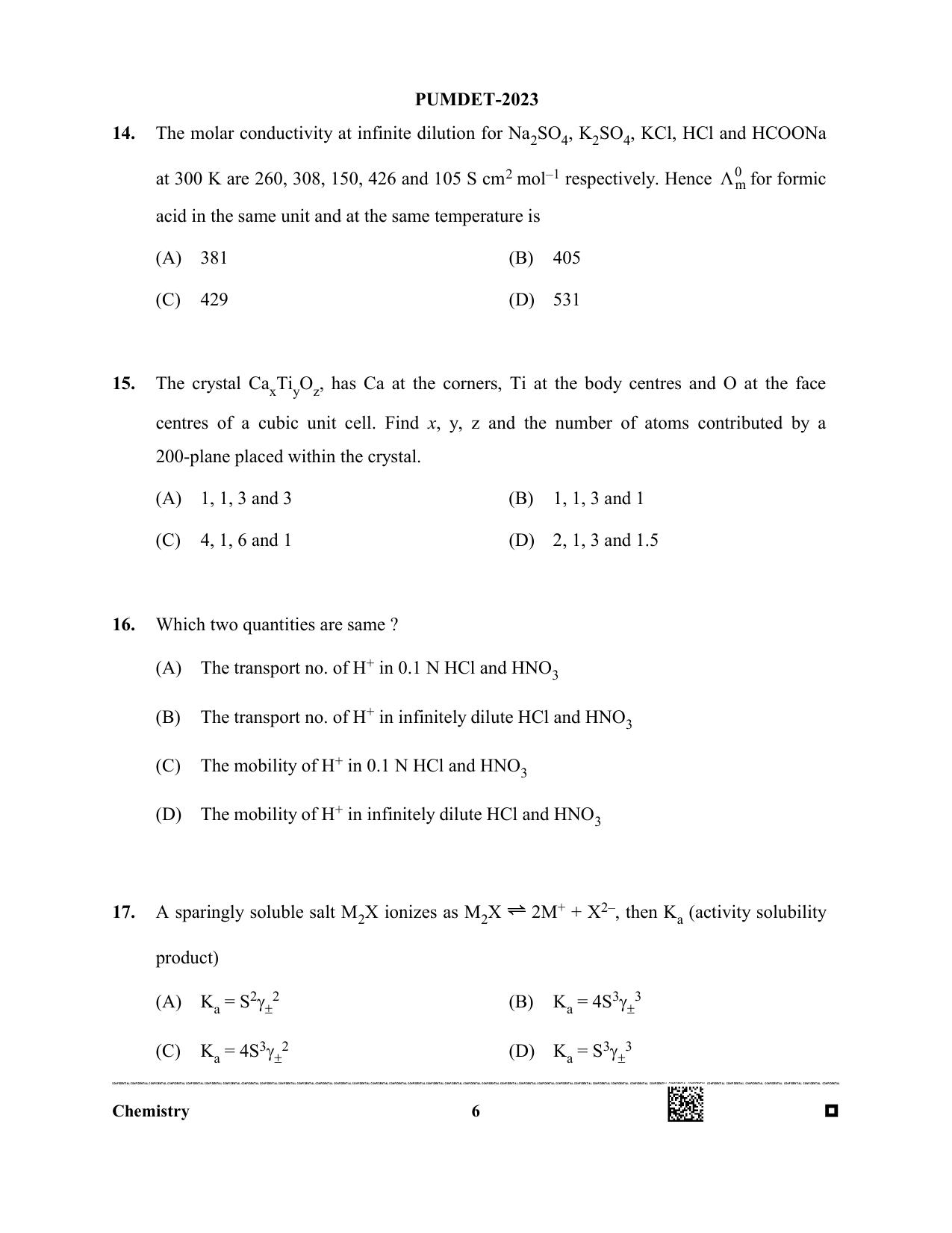 PUBDET 2023 Chemistry Question Paper - Page 6