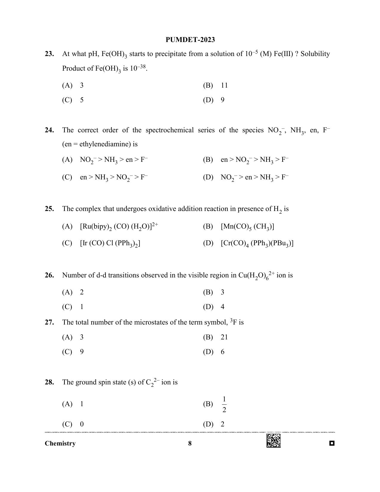 PUBDET 2023 Chemistry Question Paper - Page 8