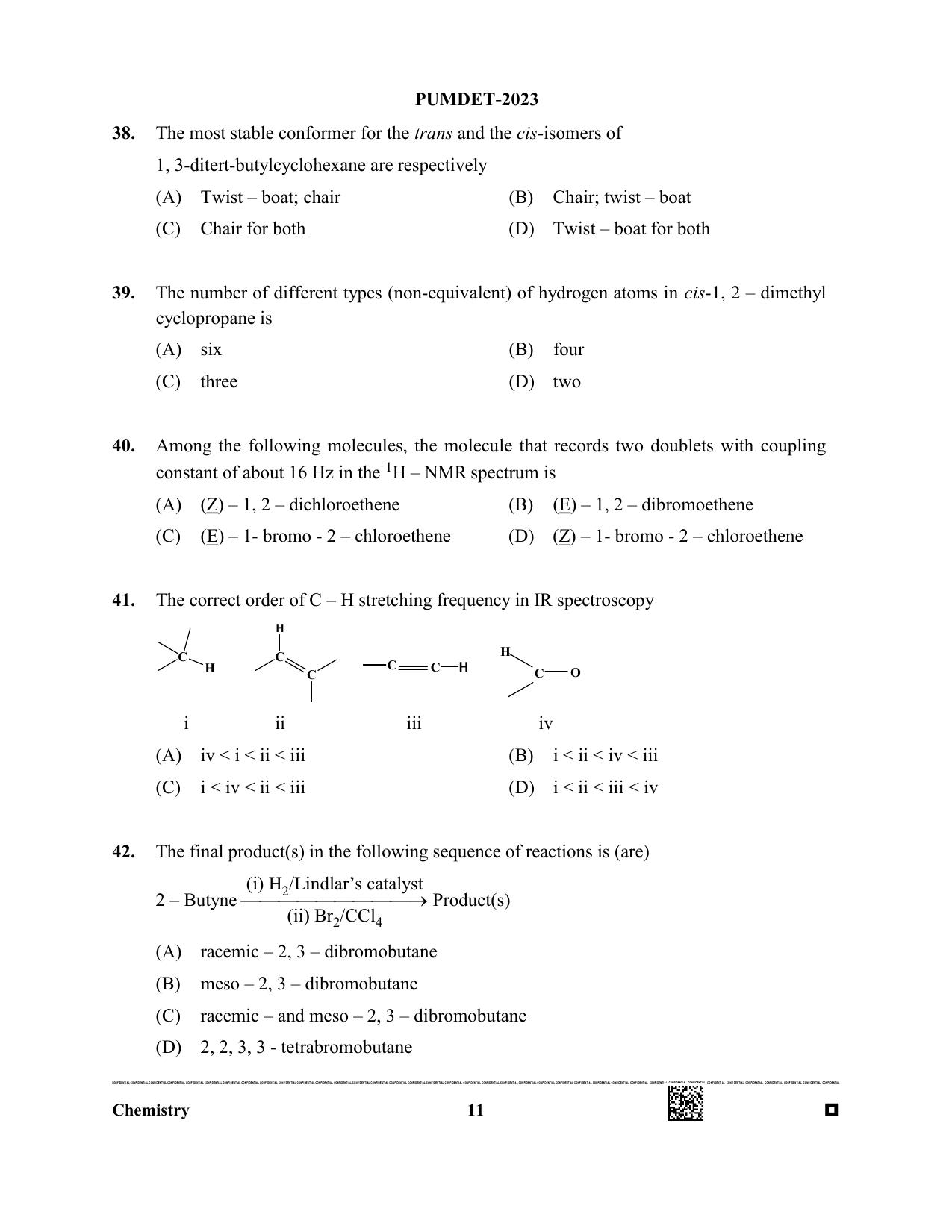 PUBDET 2023 Chemistry Question Paper - Page 11