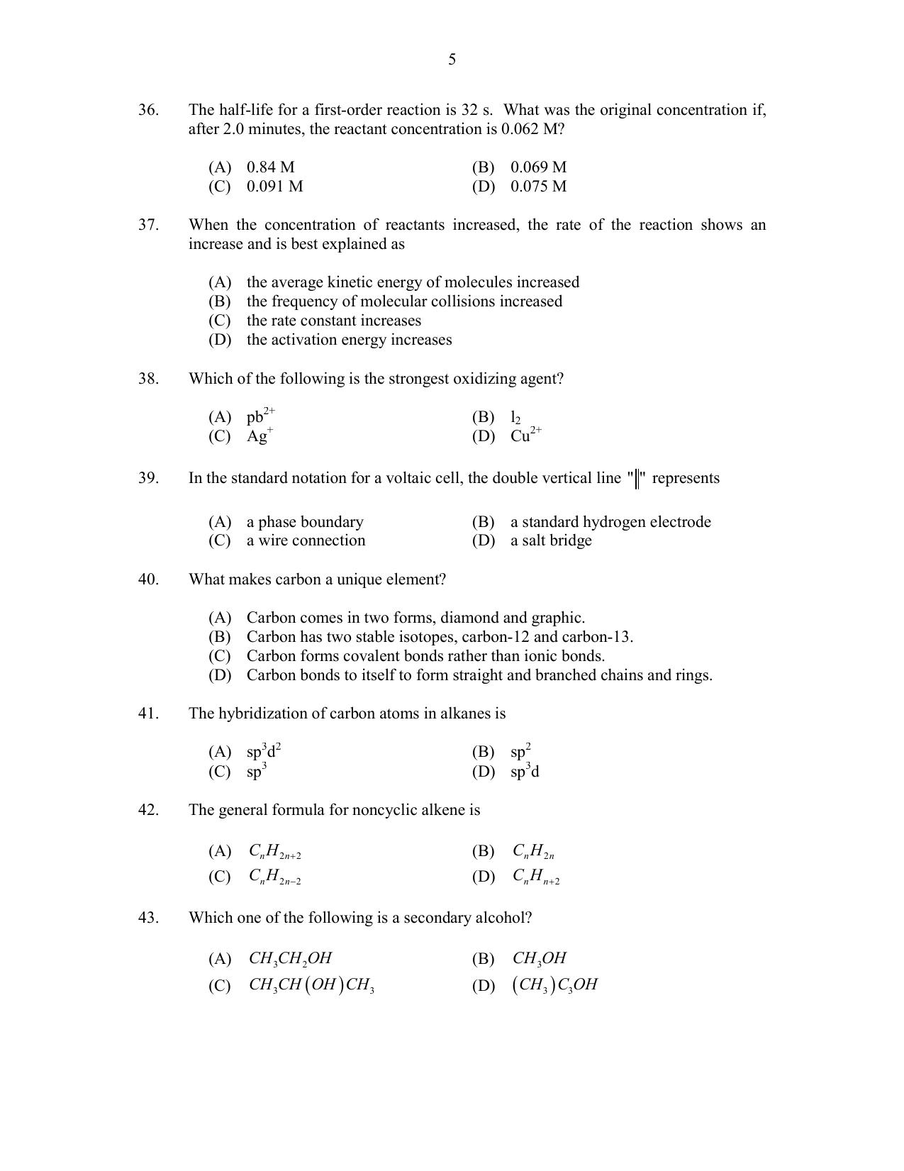 CUSAT CAT 2017 Biotechnology Question Paper - Page 5