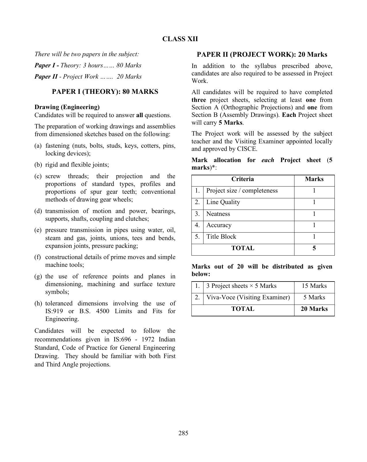 ISC Class XI & XII Geometrical & Mechanical Drawing Syllabus - Page 6