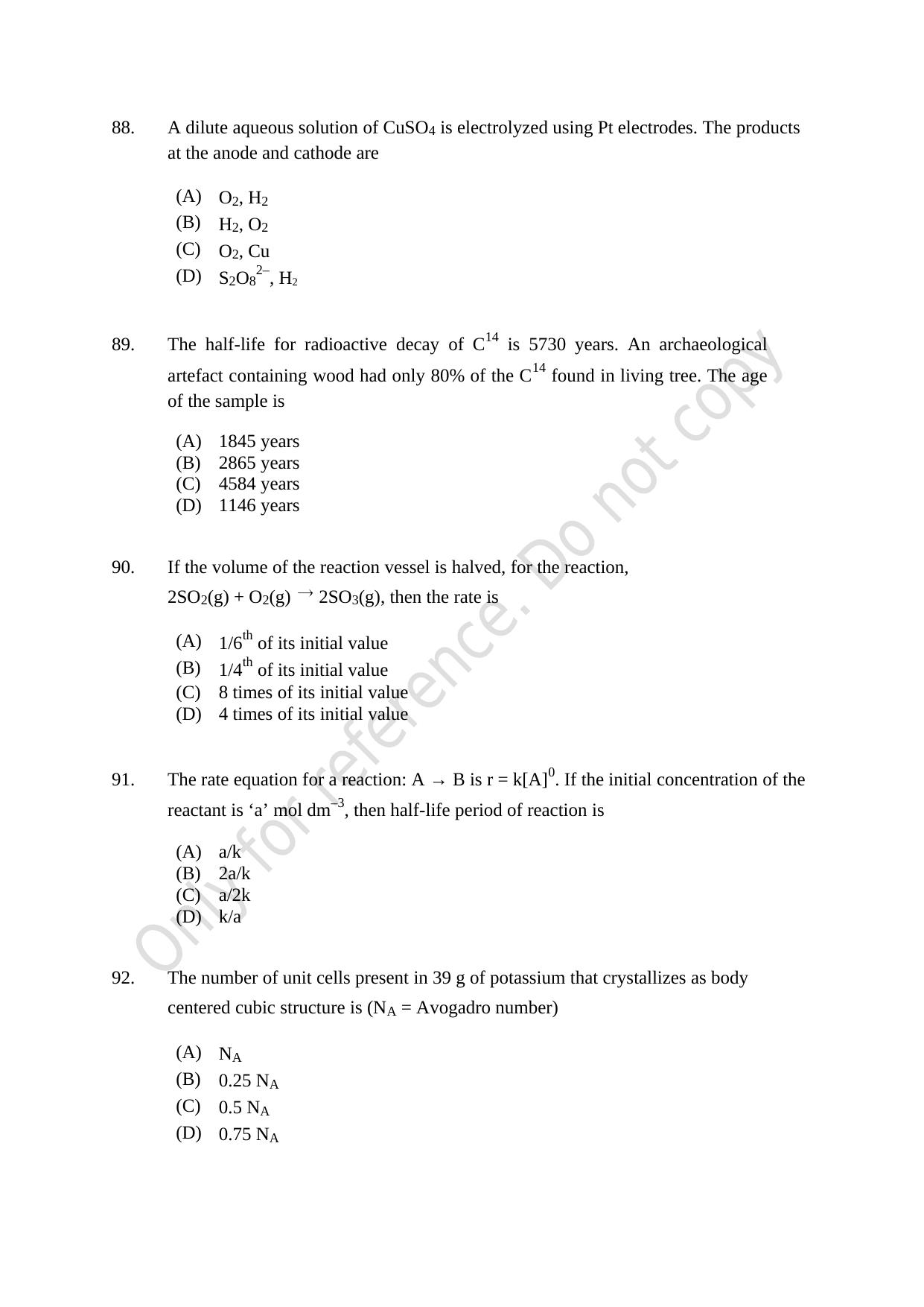 CUSAT CAT 2021 MSC Integrated Biology Shift III Question Paper - Page 19