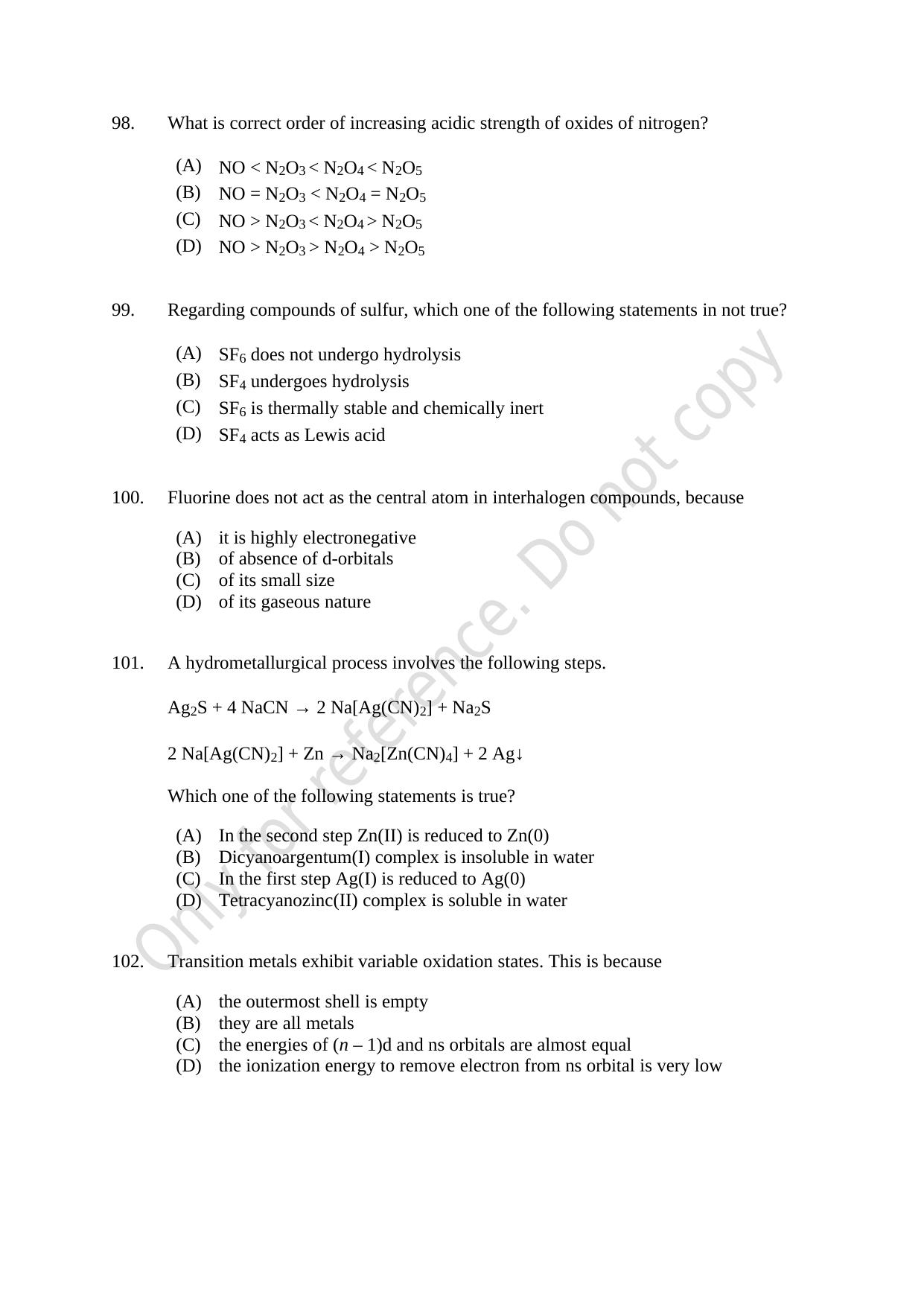 CUSAT CAT 2021 MSC Integrated Biology Shift III Question Paper - Page 21