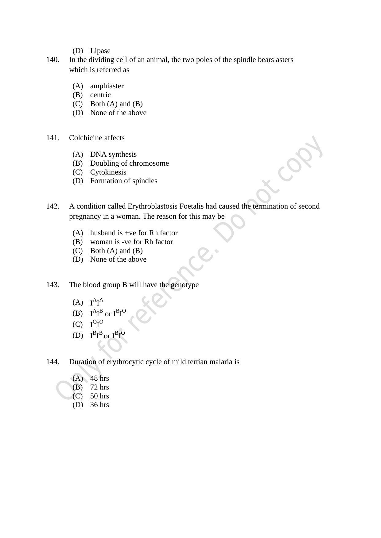 CUSAT CAT 2021 MSC Integrated Biology Shift III Question Paper - Page 29
