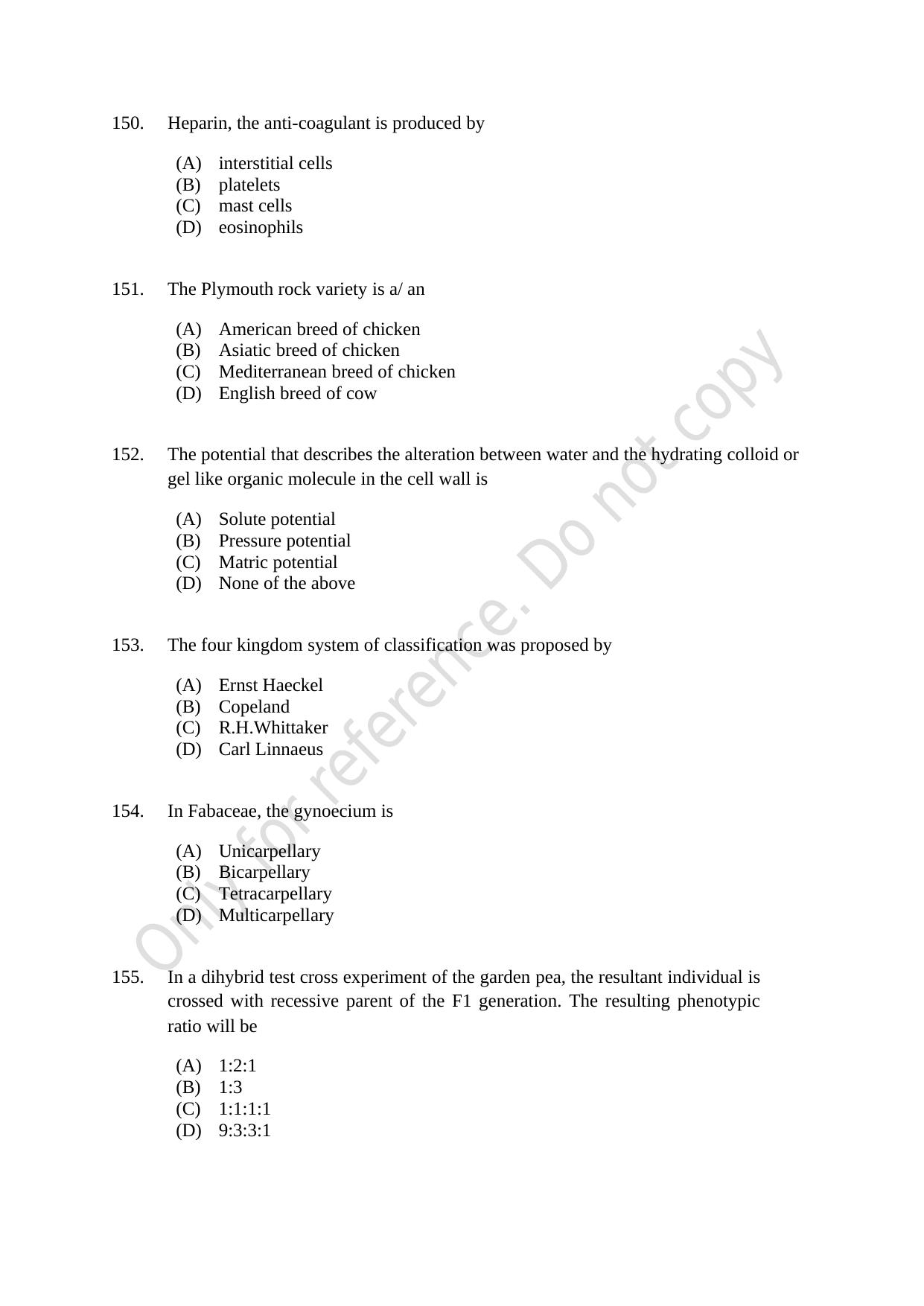CUSAT CAT 2021 MSC Integrated Biology Shift III Question Paper - Page 31