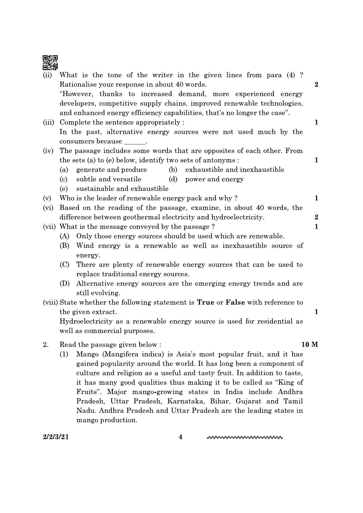 CBSE Class 10 2-2-3 English Literature 2024 Question Paper - Page 4