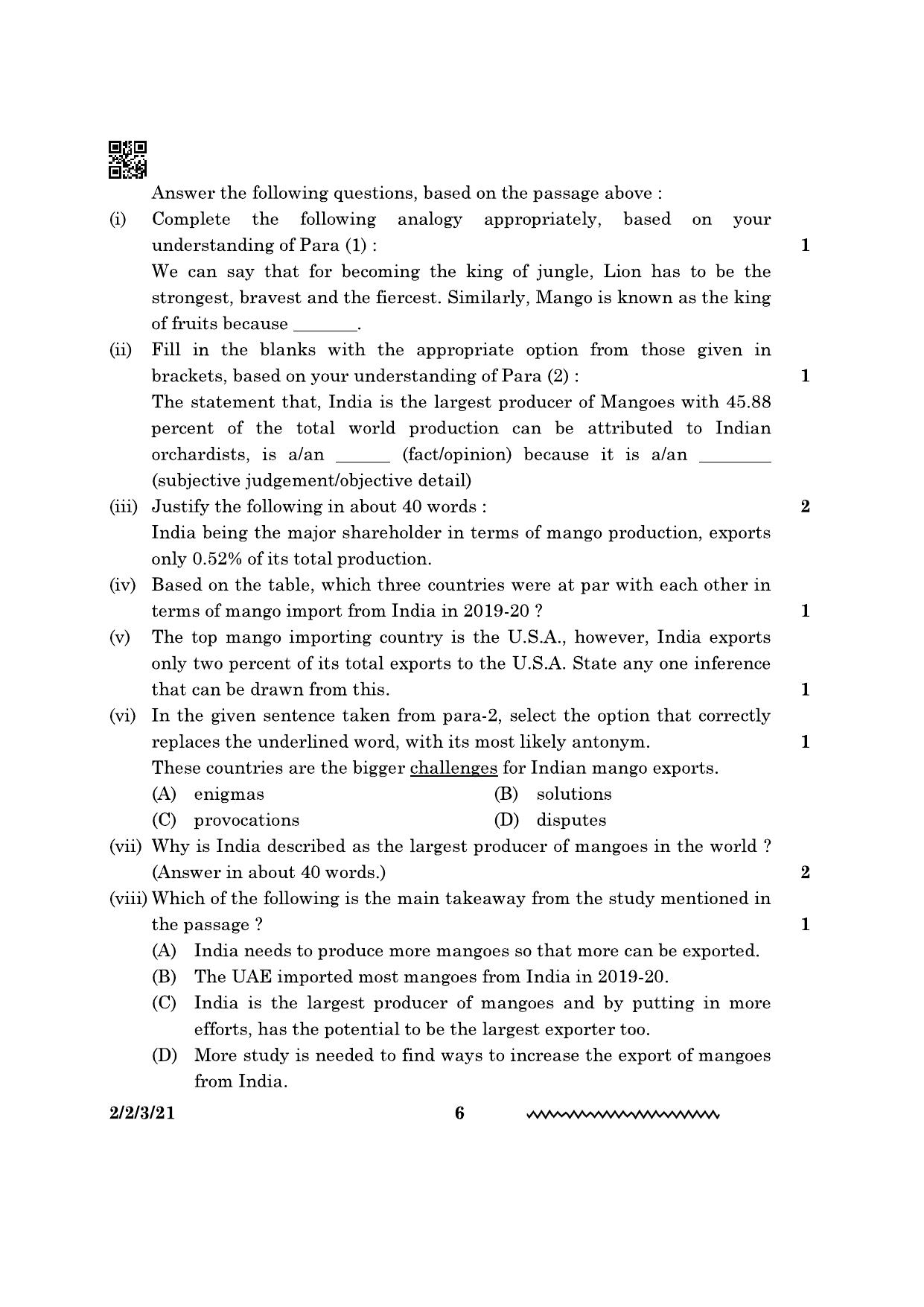 CBSE Class 10 2-2-3 English Literature 2024 Question Paper - Page 6