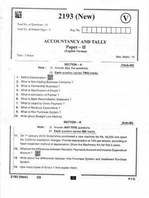 AP Intermediate 2nd Year Vocational Question Paper September-2021-Accountany&Tally(NEW)-II